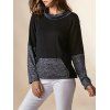 Sweatshirt élégant manches longues et col bénitier Color Block femmes - Noir L