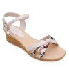 Leisure Rhinestone and Tiny Floral Print Design Women's Sandals - Blanc Cassé 39