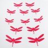 12PCS Mignon Forme 3D Dragonfly plastique autocollant mur pour les enfants de la maternelle  's Chambre - Rouge 