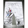 Men 's Trendy Jambe droite Oiseau Imprimé à lacets en vrac Shorts - Blanc 5XL