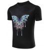 T-shirt col rond Plus Size papillon Imprimer manches courtes hommes  's - Noir 3XL