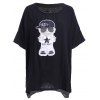 T-Shirt Femmes Style Loisirs col rond ample Cartoon Motif  's - Noir ONE SIZE(FIT SIZE XS TO M)