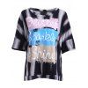 Stylish Women's Scoop Neck Colorful Letter Print Short Sleeves T-Shirt - Noir ONE SIZE(FIT SIZE XS TO M)
