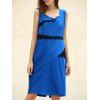 Robe moulante OL encolure carrée manches Patch dentelle femmes - Bleu Saphir 2XL