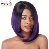 Mixte Nobby Lisse Moyen Asymétrie cheveux synthétiques Adiors perruque de couleur femmes - multicolore 