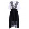 Sweet Women's V-Neck Half Sleeve High Waist Chiffon Dress - Blanc et Noir ONE SIZE(FIT SIZE XS TO M)