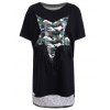 T-Shirt Cou Jewel Étoile Patchwork Camo Imprimer Bordées Femmes Trendy  's - Noir ONE SIZE(FIT SIZE XS TO M)