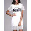 Trendy Short Sleeve Round Neck Voile Spliced Letter Print Women's Dress - Blanc ONE SIZE(FIT SIZE XS TO M)