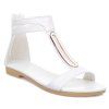 Sandals Zip Concise et talon plat design Femmes  's - Blanc 39