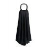 Sexy Backless Artificial Ruby Embellished Halter Neck Women's Chiffon Dress - Noir ONE SIZE