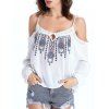 Stylish Ethnic Print Cut Out Blouse For Women - WHITE M