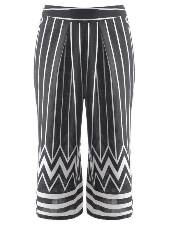 Les femmes à la mode d  'Striped Zig Zag recadrées Pants - Noir M