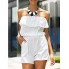 Stylish Women's Strapless Ruffled Solid Color Romper - Blanc XL