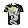 Personnalité 3D col rond Aquarelle Skulls Imprimer T-shirt de manches courtes hommes - Noir 2XL