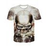 T-shirt col rond personnalité 3D Skulls Imprimé à manches courtes hommes s ' - multicolore 2XL