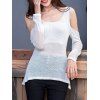 Brief Scoop Neck Women's Solid Color Cut Out Long Sleeve Tee - Blanc ONE SIZE(FIT SIZE XS TO M)