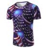 Men 's  3D Stripe et Star Imprimé col rond manches courtes T-shirt - multicolore 2XL