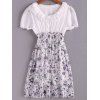 Spring New Arrival Sweet and Lovely Floral Patterns High Elastic Waist Short Sleeve Chiffon Dress - RED 