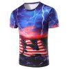 3D Stripe Imprimé col rond T-Shirt Men 's  manches courtes - multicolore L