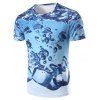 T-Shirt À Manches Courtes À Col Rond Glaçons 3D İmprimés Pour Homme - multicolore 2XL