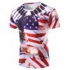 Flag 3D Imprimé col rond T-Shirt Men 's  manches courtes - multicolore 2XL