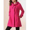 Stylish Hooded Collar Solid Color Double-Breasted Long Sleeve Woolen Coat For Women - Prune XL