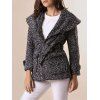 Graceful Thicken Turn-Down Collar Worsted Double-Breasted Long Sleeve Coat with Belt For Women - Noir S