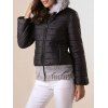 Stylish Hooded Knitted Splicing Long Sleeve Down Coat For Women - Noir L