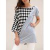 T-shirt de Rhombus Motif Laconic Scoop Neck femmes manches Batwing - Gris ONE SIZE