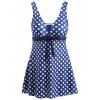 Élégant Plus Size femmes Polka Dot Bowknot Embellished s  'One-Piece Swimsuit - Bleu Violet XL