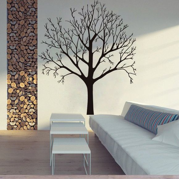 Modèle élégant Big Tree Autocollant Mural Pour Salon Chambre Décoration - Noir 