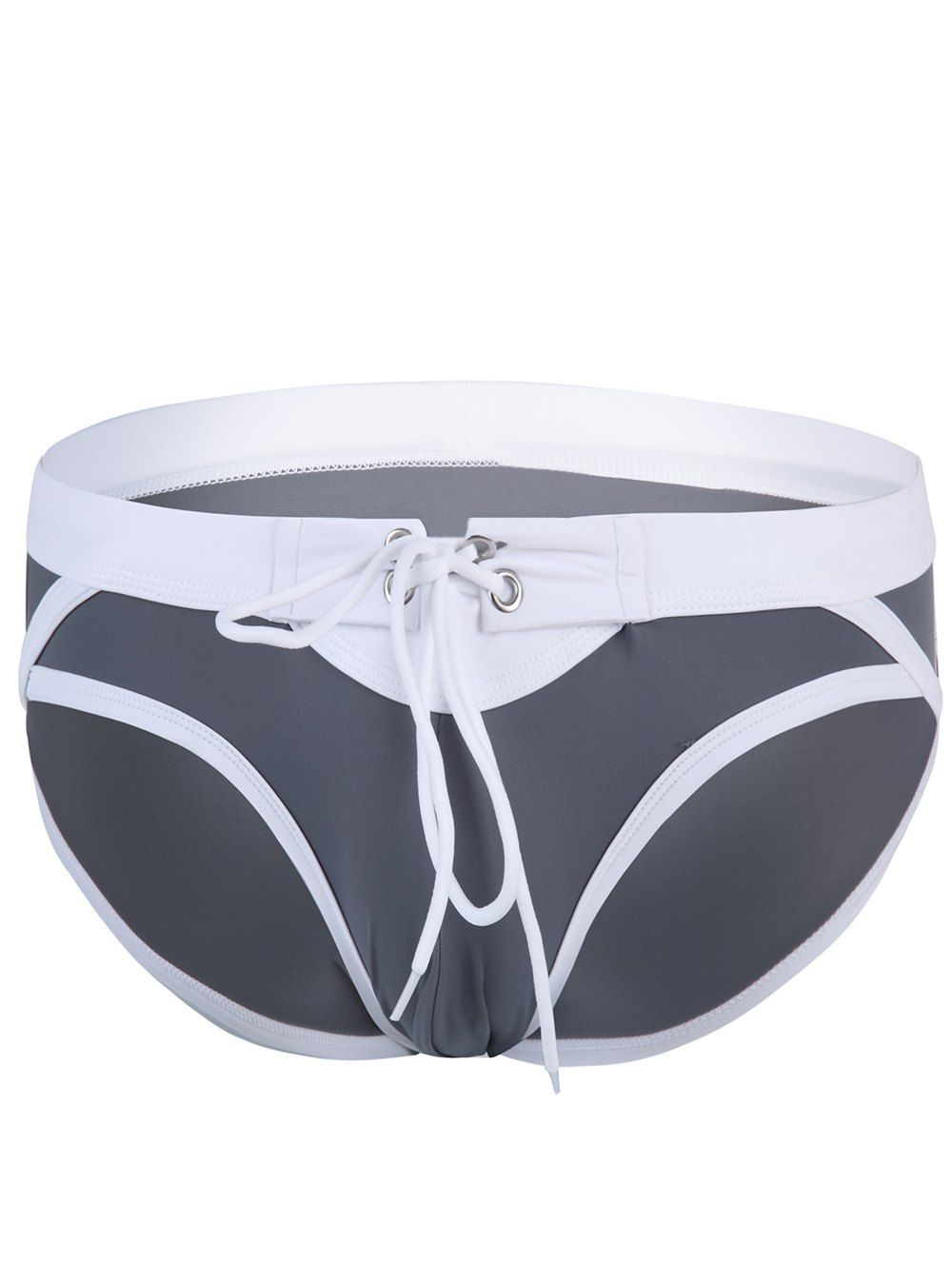 

Fashion Low Waist Color Block Lace-Up Briefs Men's Swimming Trunks, Gray