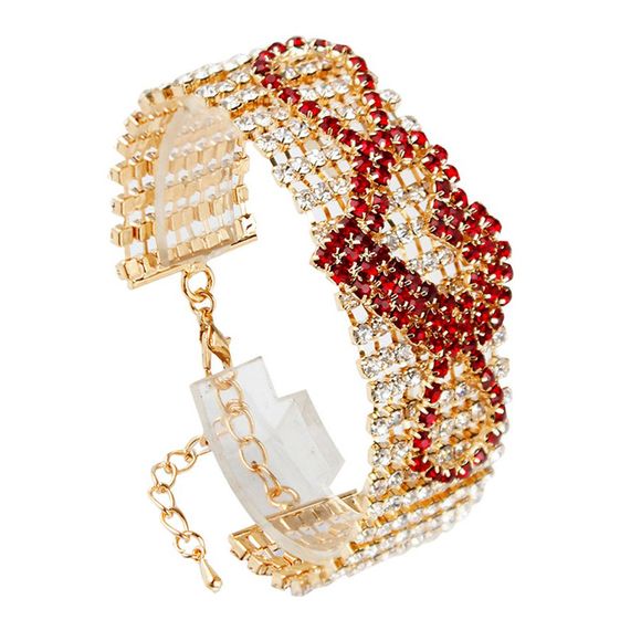 Style Chic Rhinestoned Coeur évider Bracelet pour les femmes - Rouge 