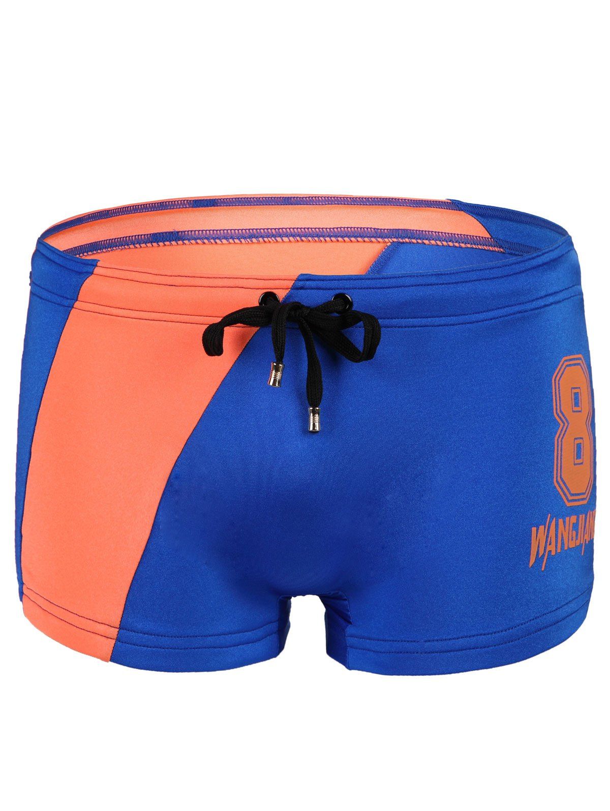 

Men's Splicing Slim Fit Lace Up Number Printing Swimwear, Blue