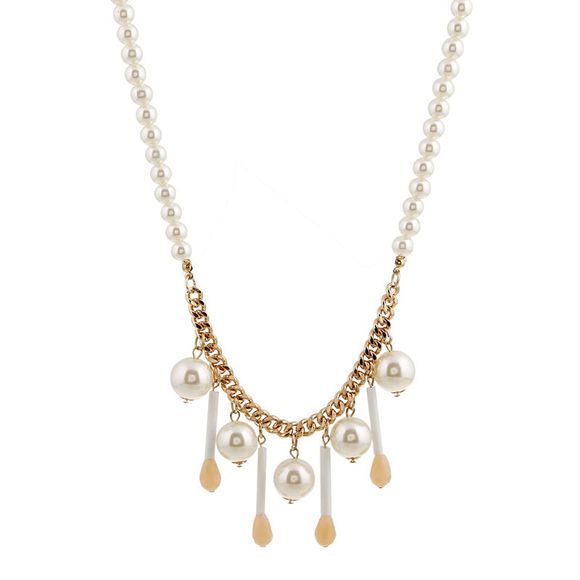 Charme Faux collier de perles Glands pour les femmes - d'or 