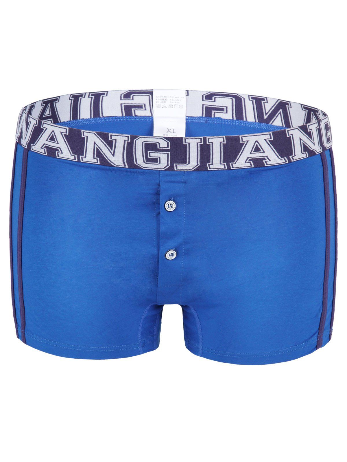 

Casual Men's U Pouch Inside Button Design Boxers, Blue