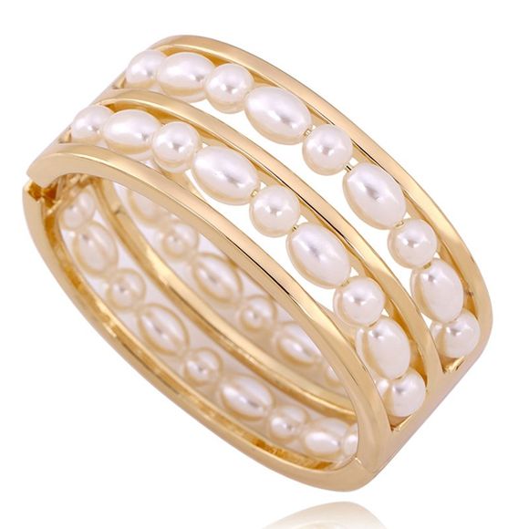 Perle Magnifique multicouches artificielle Bracelet pour les femmes - d'or 