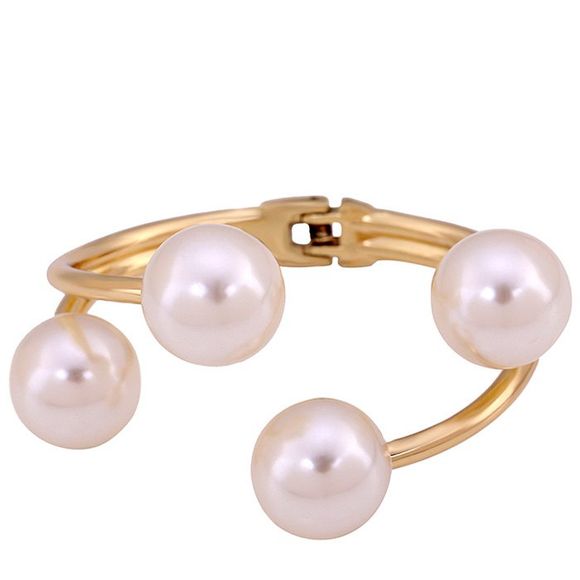 Layered Charme perle artificielle Cuff Bracelet pour les femmes - d'or 