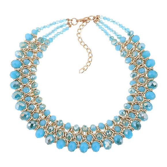 Collier Chic Style de perles multicouches pour les femmes - Bleu 