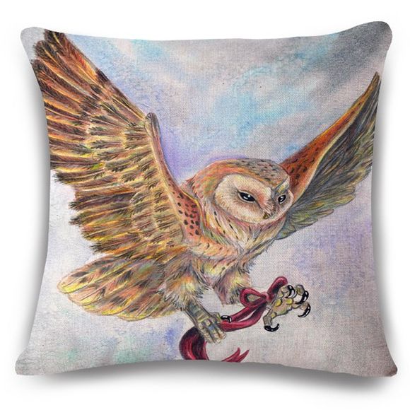 Élégant Motif peint bowknot Owl main, Carré, lin pillowslip (Sans Oreiller intérieur) - multicolore 
