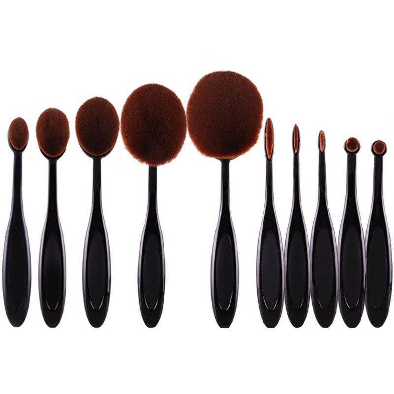 

Cosmetic 10 Pcs Multifunction ToothBrush Shape Fiber Facial Eye Makeup Brushes Set, Black