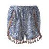 Casual Slimming Elastic waist Tassel Printing Ethnic Style Shorts For Women - Bleu Violet ONE SIZE(FIT SIZE XS TO M)