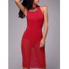 Translucide sans manches Backless Strappy Dress - Rouge XL