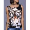 Élégant Tiger Imprimer Débardeur en mousseline de soie pour les femmes - Noir XL