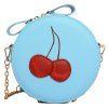 Sweet Cherry Pattern and Round Shape Design Women's Crossbody Bag - Bleu 
