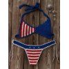 Drapeau américain Halter Bikini Set Étoffes s 'Trendy femmes - Bleu et Rouge L