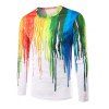T-shirt à Peinture éclaboussée Colorée 3D à Manches Longues - multicolore XL