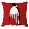 Creative fusion Penguin Warning Motif Taie de forme carrée (sans oreiller intérieur) - Rouge 