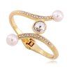 Delicate Style Rhinestone Faux Pearl Cuff Bracelet Jewelry For Women - d'or 