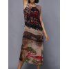Scoop Neck Sleeveless Printed Midi Dress s 'Casual femmes - Kaki 4XL